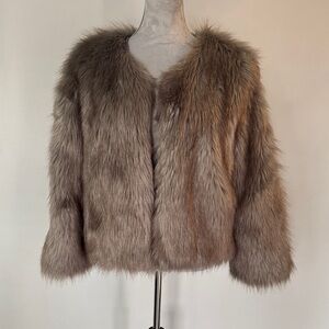 LNX Plush Taupe Faux Fur Coat M